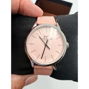 Coach Woman Watch Breast Cancer Awareness Pink Leather Band with Box